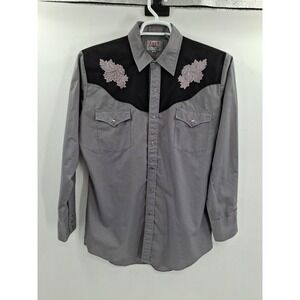 Ely Diamond Mens Medium Pearl Snap Long Sleeve Cowboy Shirt